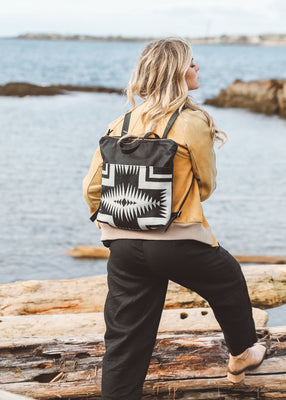 Tofino Black Waxed Canvas Backpack Archer Pendlleton Wool GraceDesign