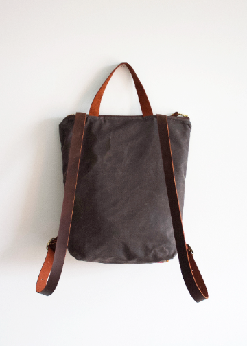 Tofino Brown Waxed Canvas Backpack made with Pendleton Wool - GraceDesign